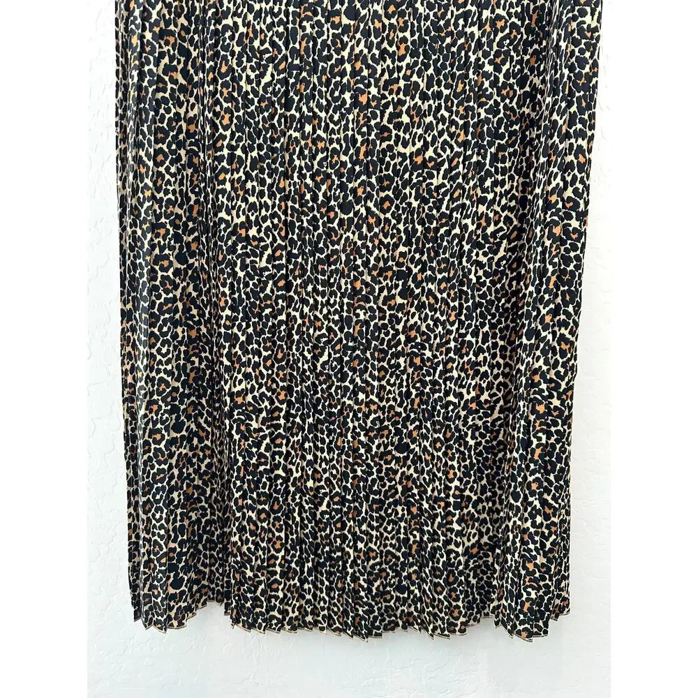 J.CREW | Leopard Print Pleated Midi Skirt Animal Print | Size 12 - Picture 3 of 6